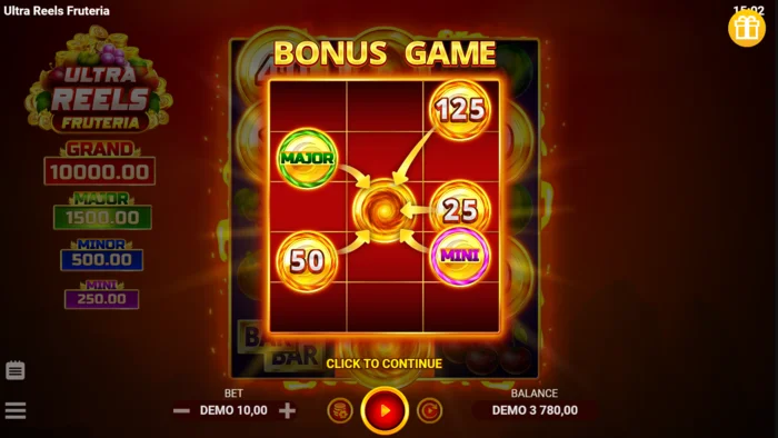 Ultra Reels Fruteria - активирање на Hold and Win собата