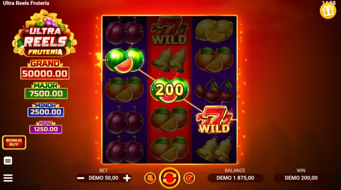 Ultra Reels Fruteria - линија на исплата со златна седмица